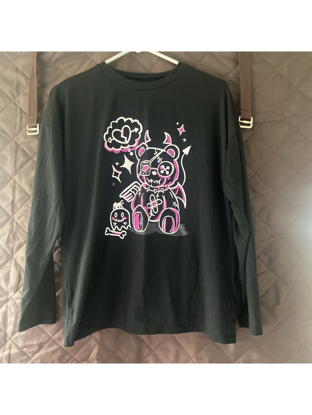 Romwe Emo Teddy Bear Graphic Long Sleeve Size Small NWOT